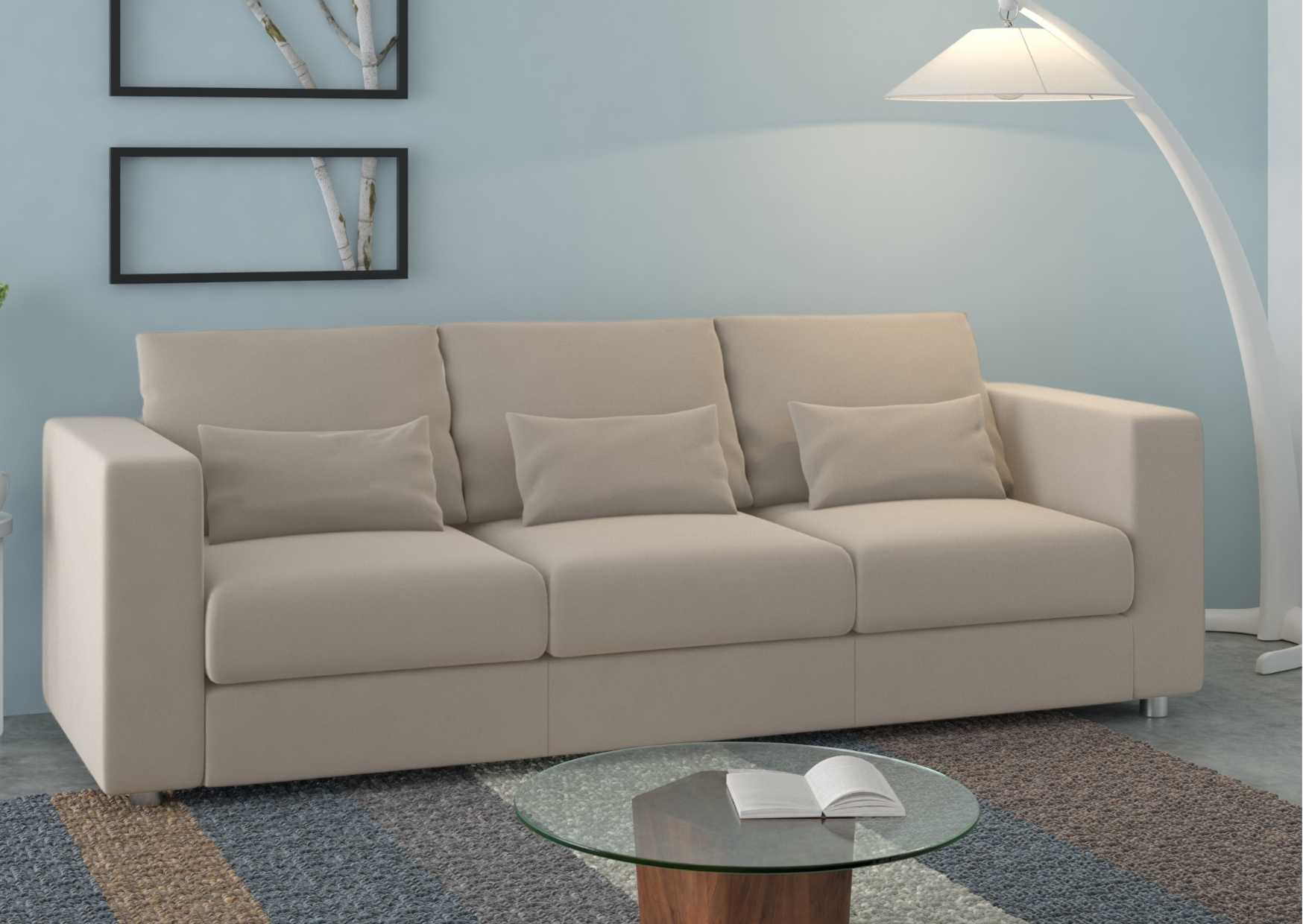 Klasyczna sofa rozkładana w kolorze beżowym